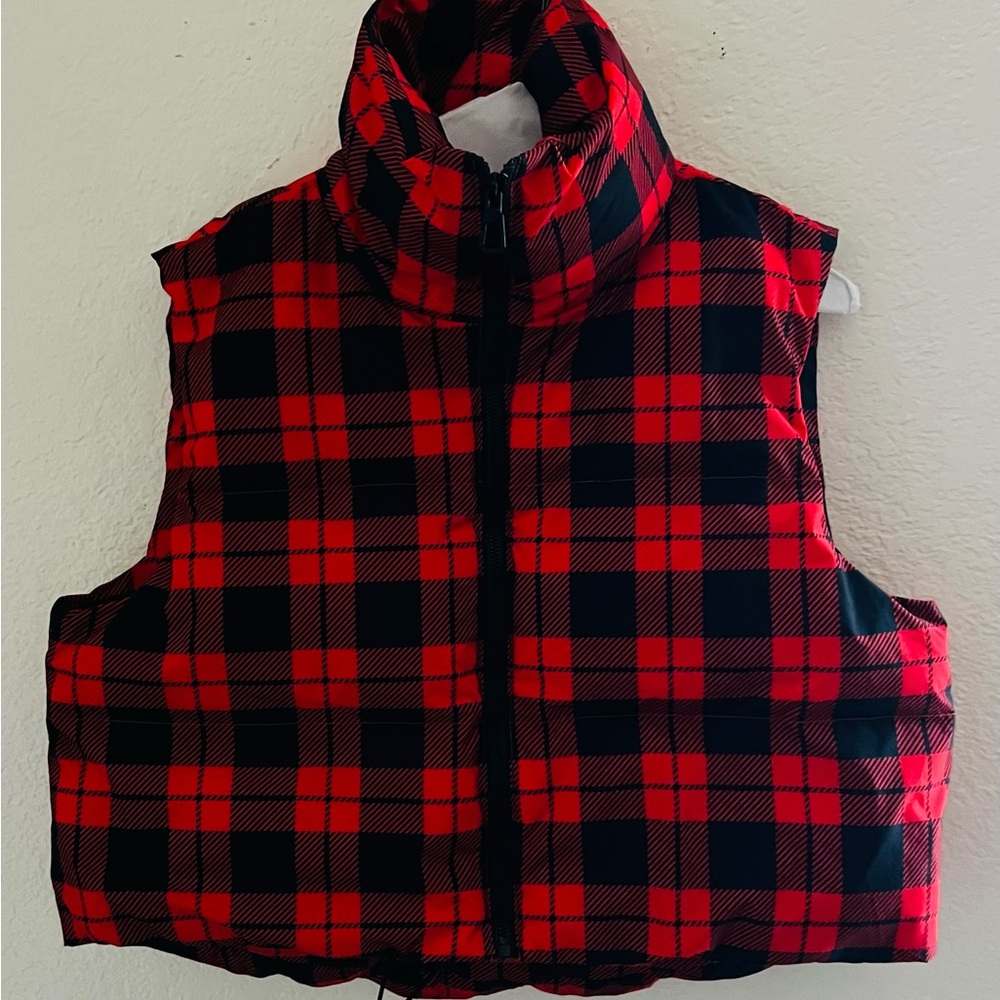 Kids Red Plaid Puffer Vest